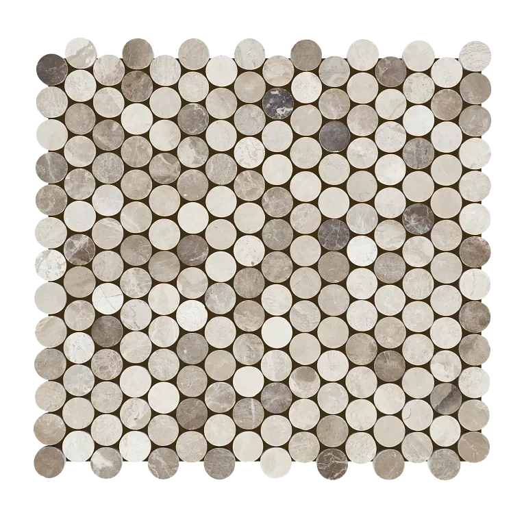 Atlantic Grey Penny Round 3/4 Honed Marble & Dolomite Mosaic