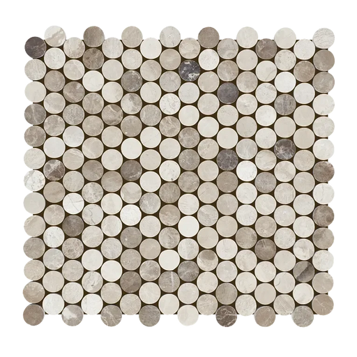 Atlantic Grey Penny Round 3/4 Honed Marble & Dolomite Mosaic