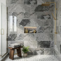 Atlantic Grey Marble Tile 12x24 Polished — Bathroom shower wall