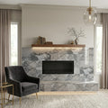 Atlantic Grey Marble Tile 12x24 Polished — Living Room fireplace surround