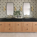 Atrium Myra Beige & Basalt 15.75x15.75 Honed Marble Mosaic