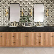 Atrium Myra Beige & Basalt 15.75x15.75 Honed Marble Mosaic