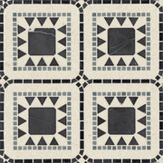 Atrium Nero Marquina, Bardiglio & Myra Beige 15.75x15.75 Honed Marble Mosaic