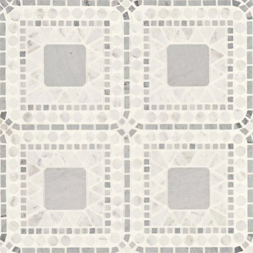 Atrium White Carrara & Bardiglio 15.75x15.75 Honed Marble Mosaic