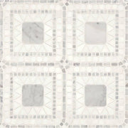 Atrium White Carrara & Thassos 15.75x15.75 Honed Decorative Marble Mosaic