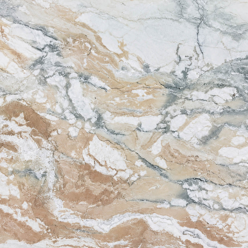 Australian Dream honed marble slab with cream, beige and gray flowing veins.