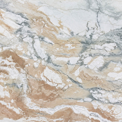 Australian Dream honed marble slab with cream, beige and gray flowing veins.