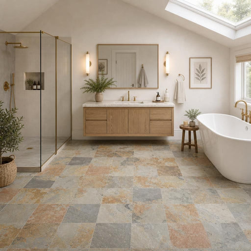 Autumn 12x12 Gauged Slate Tile — Bathroom floor