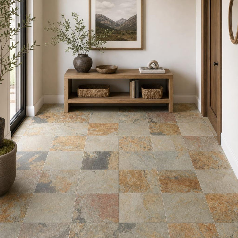 Autumn 12x12 Gauged Slate Tile — Hallway floor