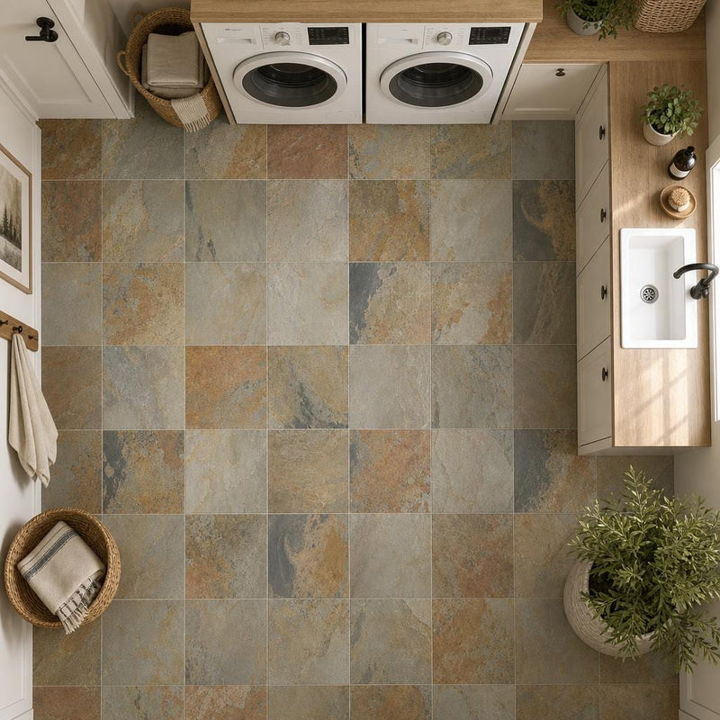 Autumn 12x12 Gauged Slate Tile — Laundry Room floor