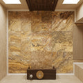 Autumn Leaves Scabos Travertine Filled, Honed & Straight Edge 12 x 12 x 3/8 Cross Cut Tile 12x12 — Hallway floor