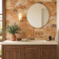 Autumn Leaves Scabos Travertine Filled, Honed & Straight Edge 12 x 24 x 1/2 Cross Cut Tile 12x24 — Bathroom vanity wall