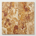 Autumn Leaves Scabos Travertine Filled, Honed & Straight Edge 12 x 24 x 1/2 Cross Cut Tile 12x24 close-up