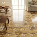 Autumn Leaves Scabos Travertine Filled, Honed & Straight Edge 18 x 18 x 1/2 Cross Cut Tile 18x18 — Dining Room floor