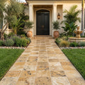 Autumn Leaves Scabos Travertine Tumbled 12 x 12 x 1.25 Paver 12x12 — Front Yard walkway