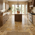 Autumn Leaves Scabos Travertine Tumbled 12 x 12 x 3/8 Cross Cut Tile 12x12 — Kitchen floor