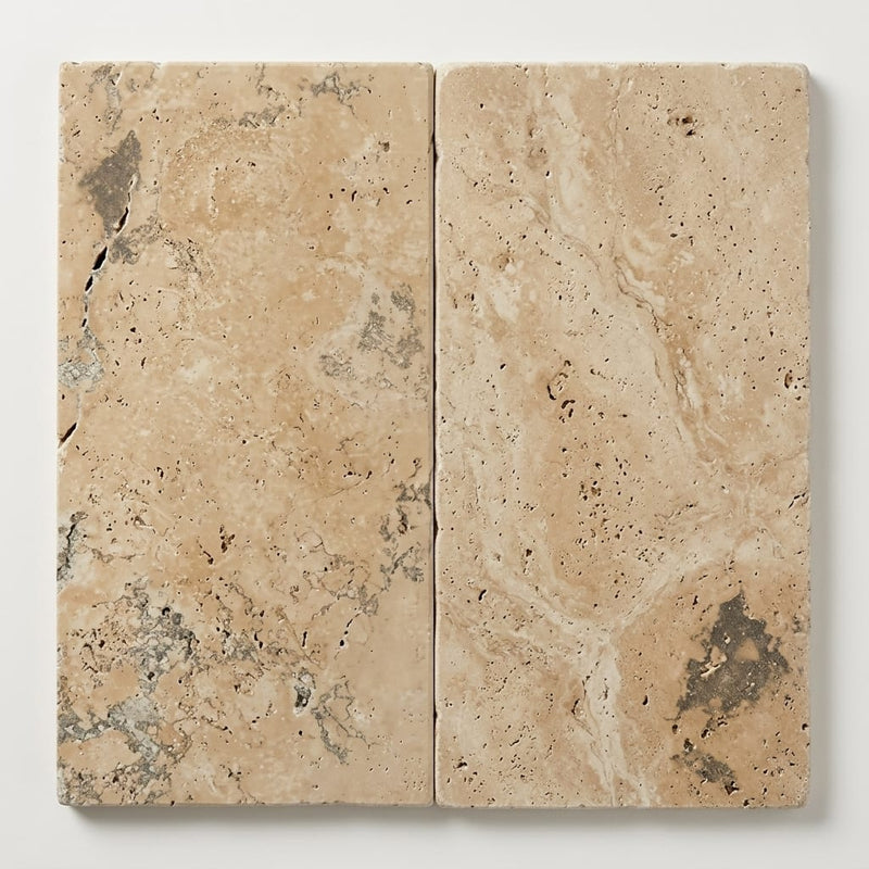 Autumn Leaves Scabos Travertine Tumbled 12 x 24 x 1.25 Paver 12x24 close-up
