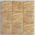 Autumn Leaves Scabos Travertine Tumbled 12x12x1.25 Bullnose Coping close-up