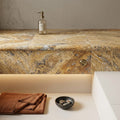 Autumn Leaves Scabos Travertine Tumbled 12x24x1.25 Bullnose Coping pool coping — Spa spa overhang edge