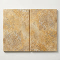 Autumn Leaves Scabos Travertine Tumbled 16 x 24 x 2 Bullnose Coping 16x24 close-up