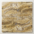 Autumn Leaves Scabos Travertine Tumbled 18 x 18 x 1/2 Cross Cut Tile 18x18 close-up