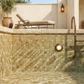 Autumn Leaves Scabos Travertine Tumbled 2 x 2 Mosaic 2x2 — Swimming Pool pool interior tiling