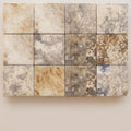 Autumn Leaves Scabos Travertine Tumbled 4 x 4 x 3/8 Cross Cut Tile 4x4 close-up