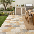 Autumn Leaves Scabos Travertine Tumbled 6 x 12 x 1.25 Paver 6x12 — Backyard patio