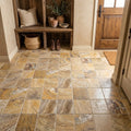 Autumn Leaves Scabos Travertine Tumbled 6 x 6 x 3/8 Cross Cut Tile 6x6 — Mudroom floor