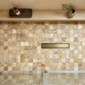 Autumn Leaves Scabos Travertine Wavy 2 x 2 Mosaic 2x2 — Bathroom shower floor