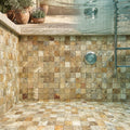 Autumn Leaves Scabos Travertine Wavy 2 x 2 Mosaic 2x2 — Swimming Pool pool interior tiling