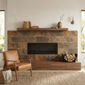 Autumn Mix (California Gold) Slate Natural 10 x 24 x 2 Slate Wall Cap Cap 12x24 tile — Living Room fireplace surround