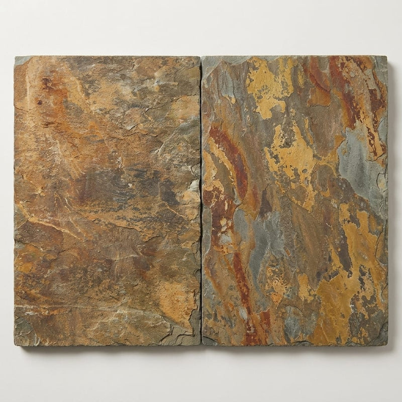 Autumn Mix (California Gold) Slate Natural 16 x 24 x 2 Slate Wall Cap Cap 16x24 close-up