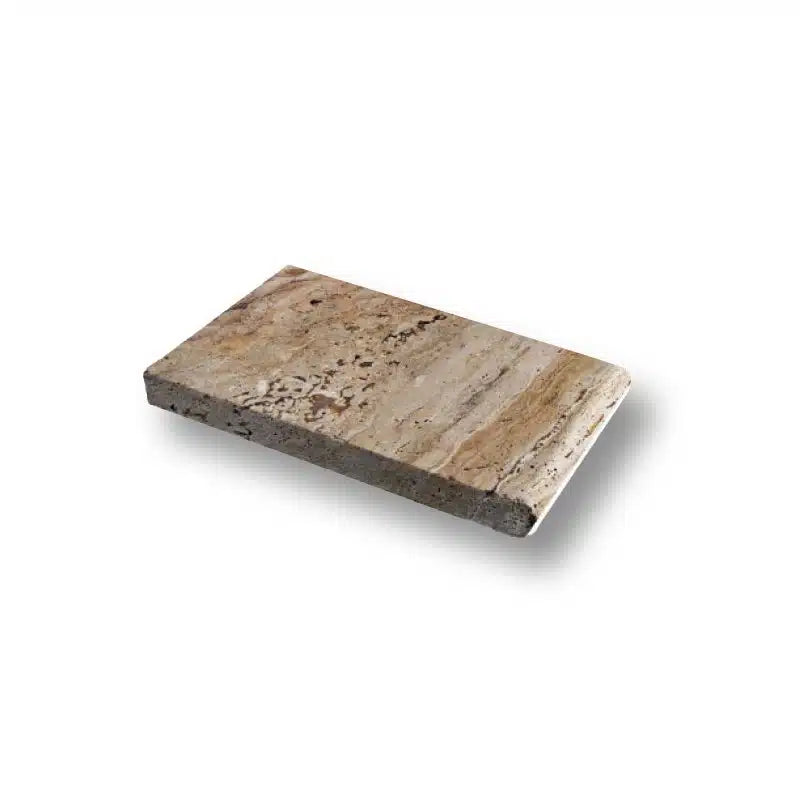 Autumn Leaves Scabos Travertine Tumbled 4 x 12 x 2 Bullnose Coping