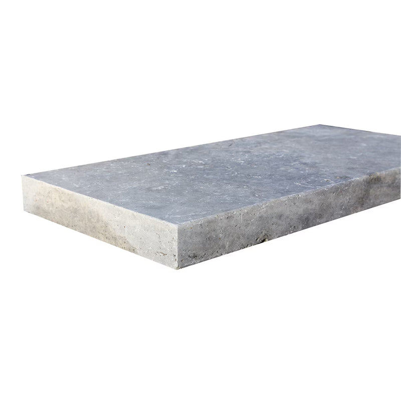 Silver Travertine Tumbled 16 x 24 x 2 Double Modern Coping