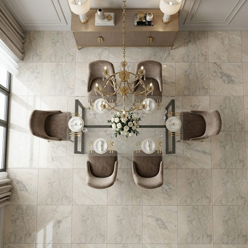 Azul Pietra Marble Tile 24x24 Polished — Dining Room floor