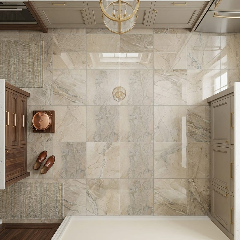 Azul Pietra Marble Tile 24x24 Polished — Kitchen floor
