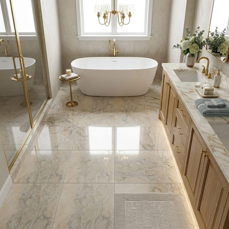 Azul Pietra Marble Tile 24x24 Polished — Primary Bath floor