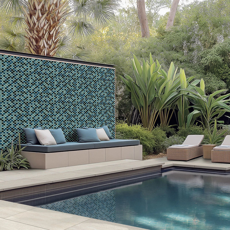 Azul Scallop Misc. Glossy Porcelain Mosaic Tile
