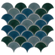 Azul Scallop Misc. Glossy Porcelain Mosaic Tile
