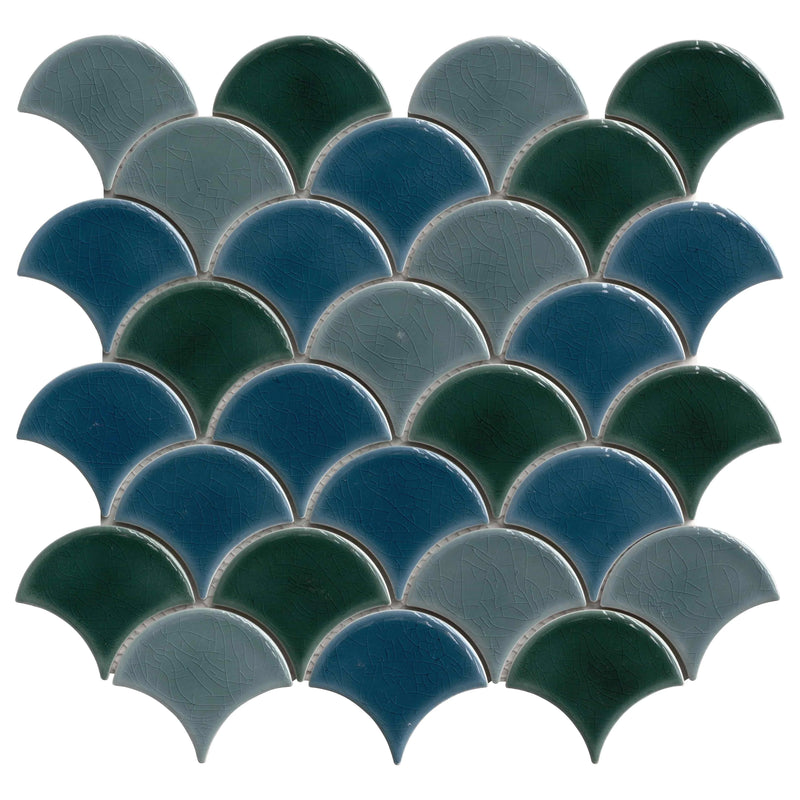 Azul Scallop Misc. Glossy Porcelain Mosaic Tile