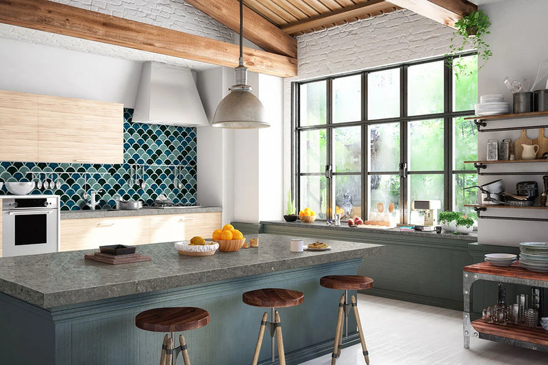 Azul Scallop Misc. Glossy Porcelain Mosaic Tile