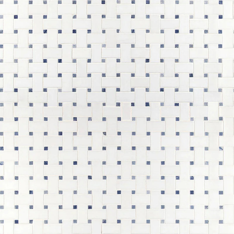Azula Basketweave Polished Pattern Marble Mosaic Tile