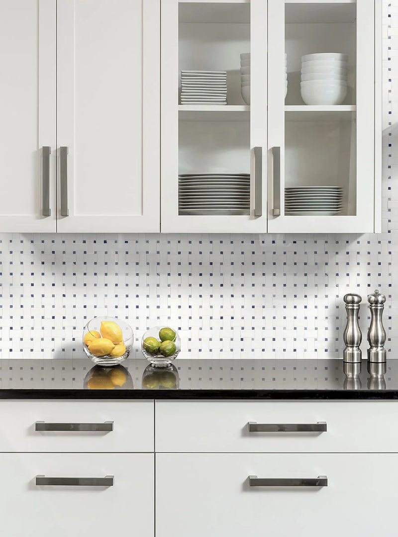 Azula Basketweave Polished Pattern Marble Mosaic Tile