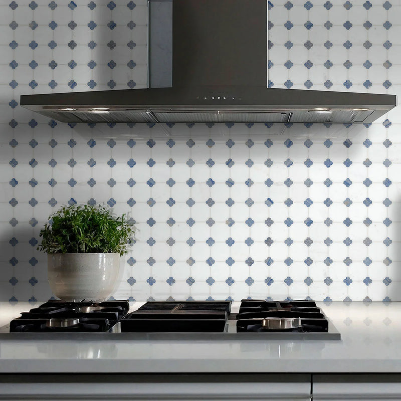Azula Floret Polished Pattern Marble Mosaic Tile