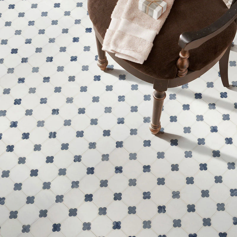 Azula Floret Polished Pattern Marble Mosaic Tile