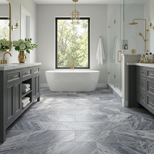 Bardiglio 12x24 Honed Marble Tile — Primary Bath floor