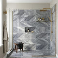 Bardiglio 12x24x3/8 Polished Marble Tile — Bathroom shower wall