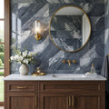 Bardiglio 12x24x3/8 Polished Marble Tile — Bathroom vanity wall
