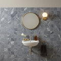 Bardiglio 2x2 Honed Marble Mesh Mosaic — Powder Room wall